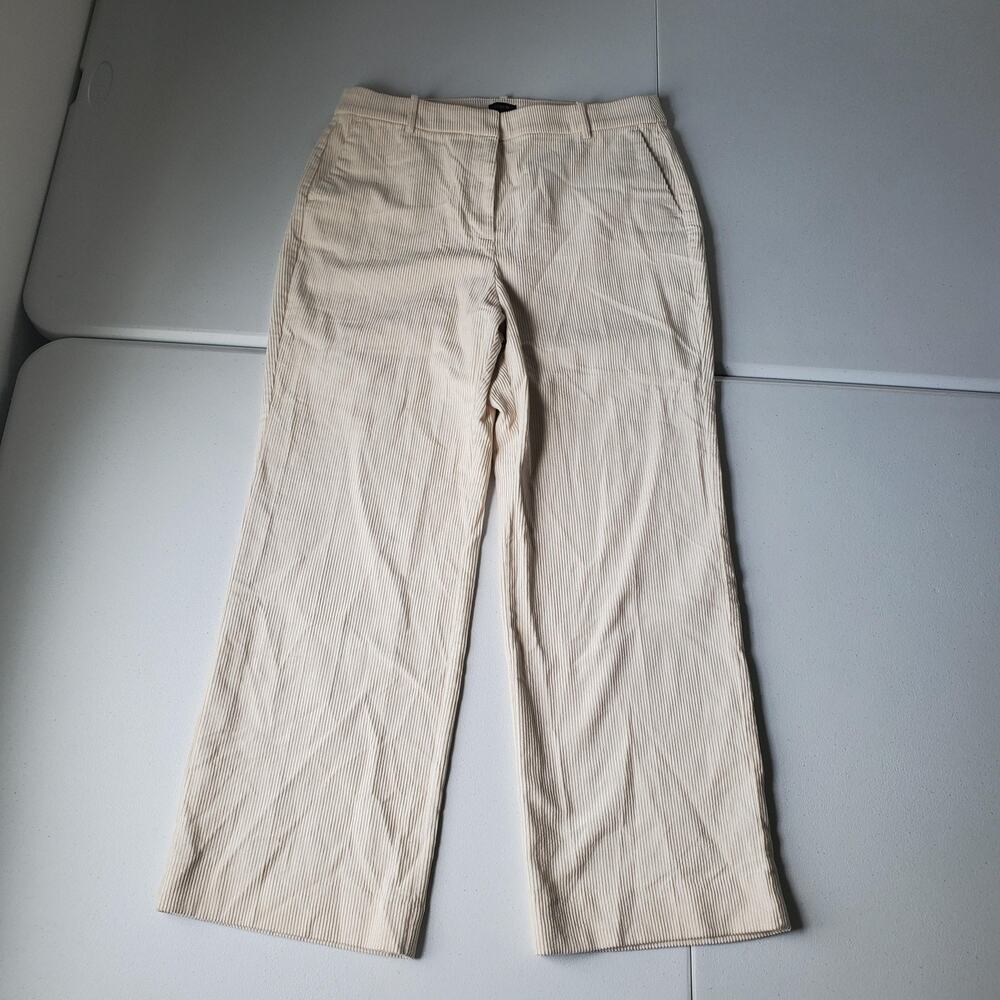 J.Crew Corduroy Chino Pants Womens 12 Ivory Wide Leg Pockets Business Casual
